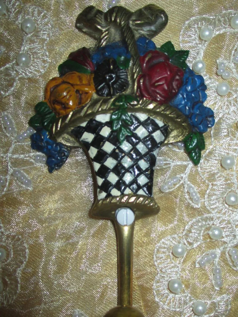 Retired MacKensie-Childs Flower Basket/Courtly Check Hook
